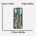 Detailed view of an oval abalone shell pendant with 304 stainless steel silver edges - Rectangle / Steel