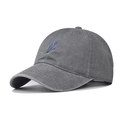 Washed dark gray cotton baseball cap with delicate purple lavender floral embroidery - Adjustable / Orchid Grey