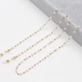 Elegant multi-use eyewear chain with white pearls and gold metal beads for glasses - Polished Round Pearl