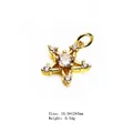 Golden star pendant charm with sparkling cubic zirconia inlay for jewelry making - Hexagram