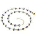 Dettaglio catena in acciaio 18K con perline occhio del diavolo blu e chiusura regolabile - Collana Blu