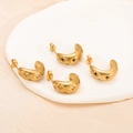 Pendientes retro de acero inoxidable dorado en forma de C con gemas brillantes en bandeja - Dorado con Circona Verde
