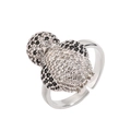 Silver panda ring with pavé-set black and white cubic zirconia and adjustable open band - Silver - Panda