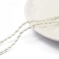 Oval rice-shaped white faux pearl beads for DIY jewelry and vintage headwear - 4×6mm (120pcs/strand) / Pure White