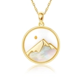 Collana in acciaio inossidabile dorato con pendente montagna e inserto in madreperla - Oro