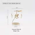Golden carousel candle holder with spinning rocking horses and 11cm height dimensions - 5.5CM Carousel Style