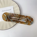 Minimalist tortoiseshell acetate hollow hair clip with brown and blue speckled pattern - Blue-Brown