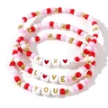 Three-piece stackable beaded friendship bracelets set with LOVE and XOXO letter beads - XOXO 3pcs Set (GZ-S23122901A)