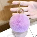 Plush heart keychain in purple faux fur with golden metal lobster clasp and ring - Small Light Purple Pom Pom