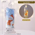 Transparent LED Christmas candle with snowman pattern and glowing light effect, 18cm height - Snowman