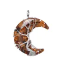 Tiger Eye Moon Pendant with Life Tree wire wrap and silver stainless steel chain - Tiger Eye Pendant-No Chain