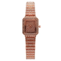 Montre carrée tendance pour femme en or rose avec bracelet entièrement pavé de diamants - Or rose
