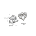 Micro-inlaid zircon heart pendant in silver finish 14mm jewelry making charms - Small / Platinum