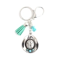 Portachiavi cappello da cowboy con nappa turchese e finitura argento vintage - Verde
