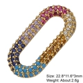 Detailed size view of gold oval screw clasp with colorful gemstones for jewelry making - Style 8: Copper Micro-set Zircon Connecting Clasp
