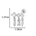 Silver rhombic cartilage stud earring with three sparkling crystal zircon pendants - Three-Dangle Style(2605-7#) / Silver