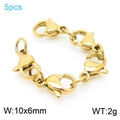 Set of five 10x6mm lobster clasps in 18k gold plated stainless steel for jewelry making - Gold Lobster Clasp (KLJ8221-Z)