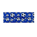 Close-up of blue moisture-wicking elastic fabric with football patterns for sports headbands - Blue