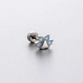Titanium steel cat paw stud earring with blue opal stone inlay on a clean background - Cat Paw Style (A81-5#)
