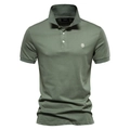 Polo da uomo in cotone verde oliva con ricamo leone bianco sul petto, stile casual - S / Verde Erba