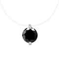 Minimalist s925 mermaid tear necklace with black moissanite on invisible wire - 3 ct / Round (Black Moissanite)