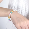 Rainbow enamel open cuff bracelet in 18k gold plated stainless steel for a boho style - Multicolor