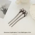Épingle à cheveux en U avec perles grises et strass au fini gris-violet foncé - Style Goutte Noire (#203) / 11.5x4.5cm