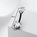 Black 316L stainless steel belly button ring with heart-shaped clear zircon stones - Black Heart