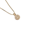 Collana dorata con pendente a faccina e zirconi incastonati su una catena box sottile - 0751CX Faccina Sorridente in Zircone Trasparente