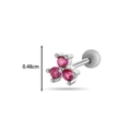 Pink zircon cluster earring on silver stainless steel stud with 0.48cm size marking - Silver Rose Red (304-10#-Silver Rose Red)