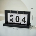 Minimalist black wooden flip calendar with white date cards for desktop home decoration - Assembly Style / Black (English Card)