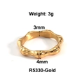 Minimalistischer vergoldeter Edelstahlring mit Bambusstruktur und 3mm Bandbreite - US 6 / Bambus-Stil / Gold