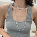 Set di collana a serpente lunga in argento e girocollo multistrato per un look a strati - Color Acciaio