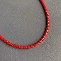 Handmade beaded necklace featuring red cylindrical natural stones and gold spacer beads - 13#