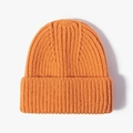 Bright orange winter ribbed knit beanie with fold-over cuff for men and women - Orange Red (20B112B)