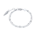 Minimalist S925 sterling silver double-layer chain bracelet with beads and cone pendant - 925 Silver / White Gold