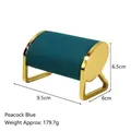 Peacock blue velvet watch and bracelet display stand with elegant gold metal base - Teal