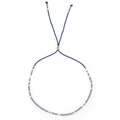 Bohemian style beaded bracelet with blue and grey square stones and golden slider knot - Blue Rope/Blue Grey Square Bead/Gold Bead(BR0903)