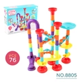 76 PCS educational marble run building blocks set with colorful tubes and retail box - Medium Spiral Style (8805)