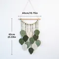 Handgewebter Blatt-Wandteppich aus Baumwolle in Grün und Creme, 40x65 cm groß - Grüntöne / 65cm*40cm