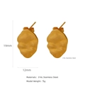 Irregular lava texture gold earrings in 316L stainless steel with size dimensions - Irregular Geometric Style (HE0016G19)