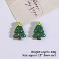 Green Christmas tree resin accessory with yellow moon for DIY crafts 22x15mm - Mini Christmas Tree No.1