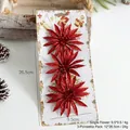 Three-piece set of vibrant red glitter poinsettia flowers for Christmas tree decoration - Set of 3 / Red