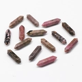 Polished pink and black rhodonite natural stone double point hexagonal crystal pillars - Rhodonite