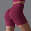 Dark red high-waisted seamless yoga shorts with scrunch butt lifting effect for fitness - S / Burgundy