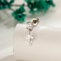 Orecchino a perno in acciaio con zircone a forma di aquilone d'argento - Pezzo Singolo / Bianco Trasparente (A1047-1#)