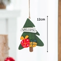 Green wooden Christmas tree ornament with Welcome sign and festive gift box design - Welcome Gift Box Christmas Tree Ornament