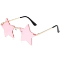 Schicke randlose sternförmige Sonnenbrille mit rosa Gläsern und schmalem Goldmetallrahmen - Goldener Rahmen Rosa Gläser