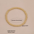 Dettaglio del bracciale in rame dorato da 4mm con specifiche su dimensioni e peso - Bracciale a Catena Con Sfere Oro