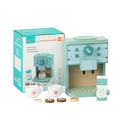 Kids wooden toy coffee maker set in mint green with realistic wooden accessories - Wooden Coffee Maker Set